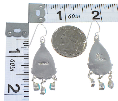 Authentic Sterling Silver And Turquoise Southwestern Hook Dangle Earrings YX69784